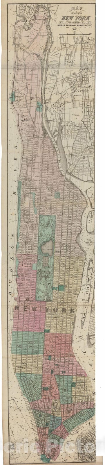 Historic Map : Manhattan & New York City 1868 , Vintage Wall Art