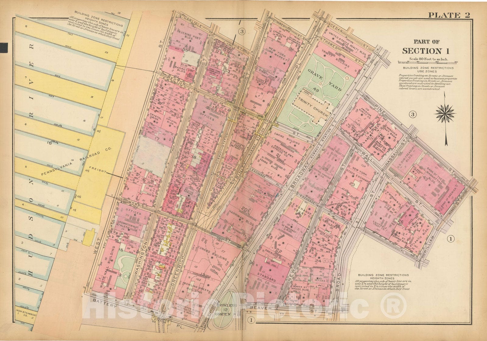 Historic Map : Atlas City of New York, Borough of Manhattan, Vol 1, Batery to 14th St 1922 - 1935 Plate 002 , Vintage Wall Art