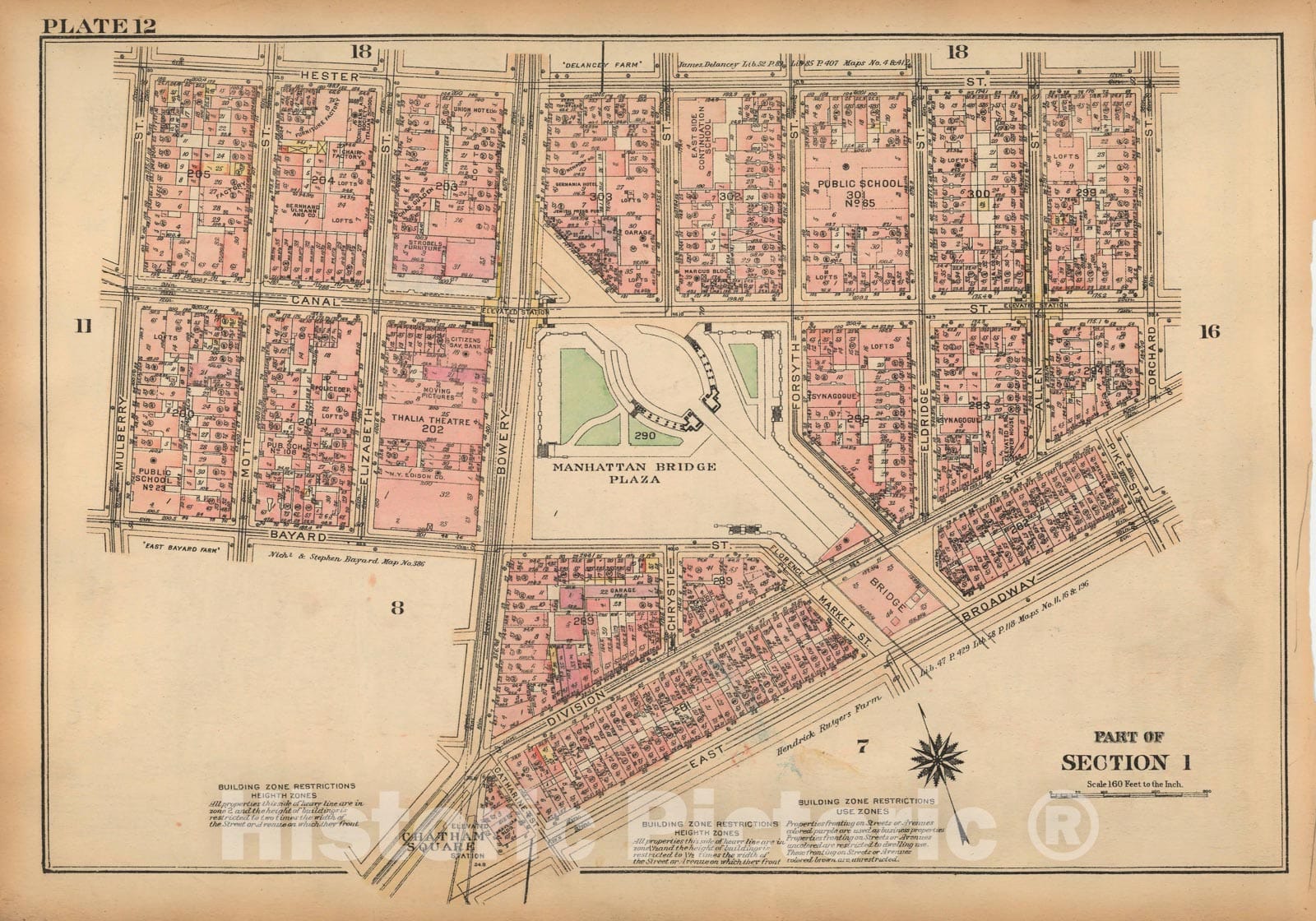 Historic Map : Land Book of the Borough of Manhattan, City of NY, Manhattan 1925 Plate 012 , Vintage Wall Art