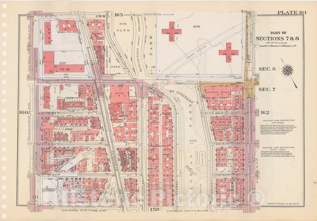 Historic Map : Manhattan Land Book 1955 - Updated Through Nov 7th, New York City 1975 Plate 161 , Vintage Wall Art