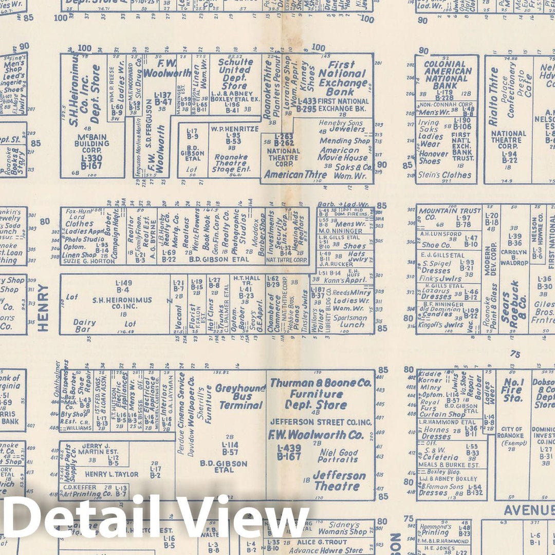 Historic Map : States of PA, VA & WV, Roanoke 1950 , Nirenstein's Real Estate Atlas , Vintage Wall Art