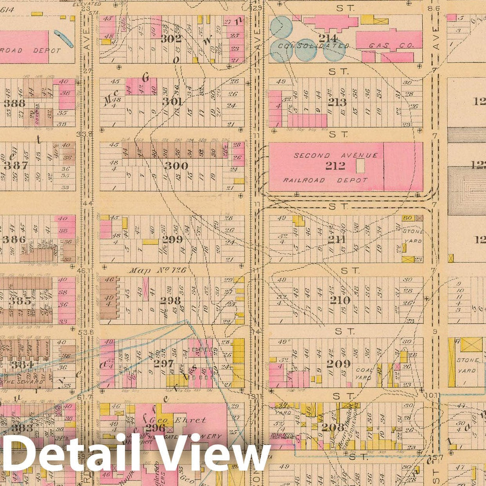 Historic Map : Manhattan & New York City 1885 Plate 021 , Robinson's Atlas City of New York , Vintage Wall Art