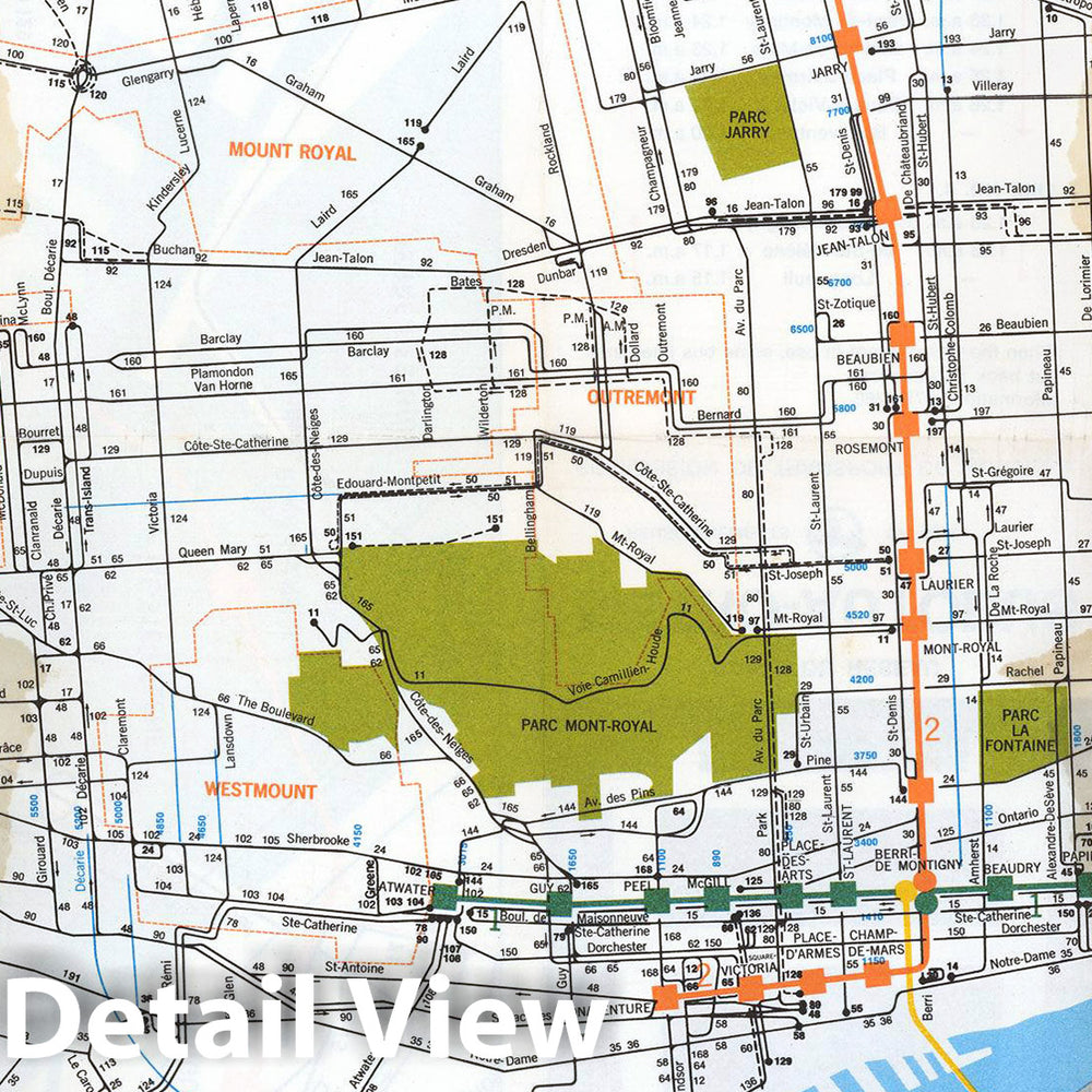 Historic Map : Metro-Autobus System of Montreal 1969 Transit Railroad Catography , Vintage Wall Art