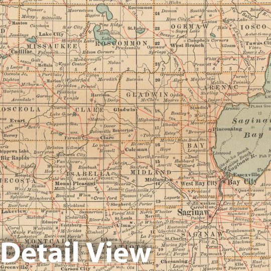 Historic Map : Michigan 1914 , Century Atlas of the World, Vintage Wall Art