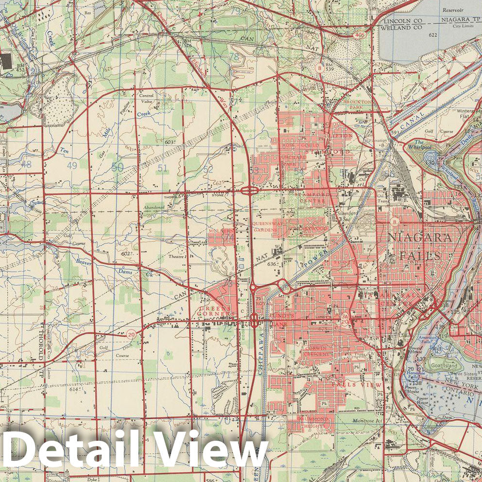 Historic Map : Niagara Falls & Environs 1968 Topographic Map , Nirenstein's National Preferred Real Estate Locations of Business Properties , Vintage Wall Art