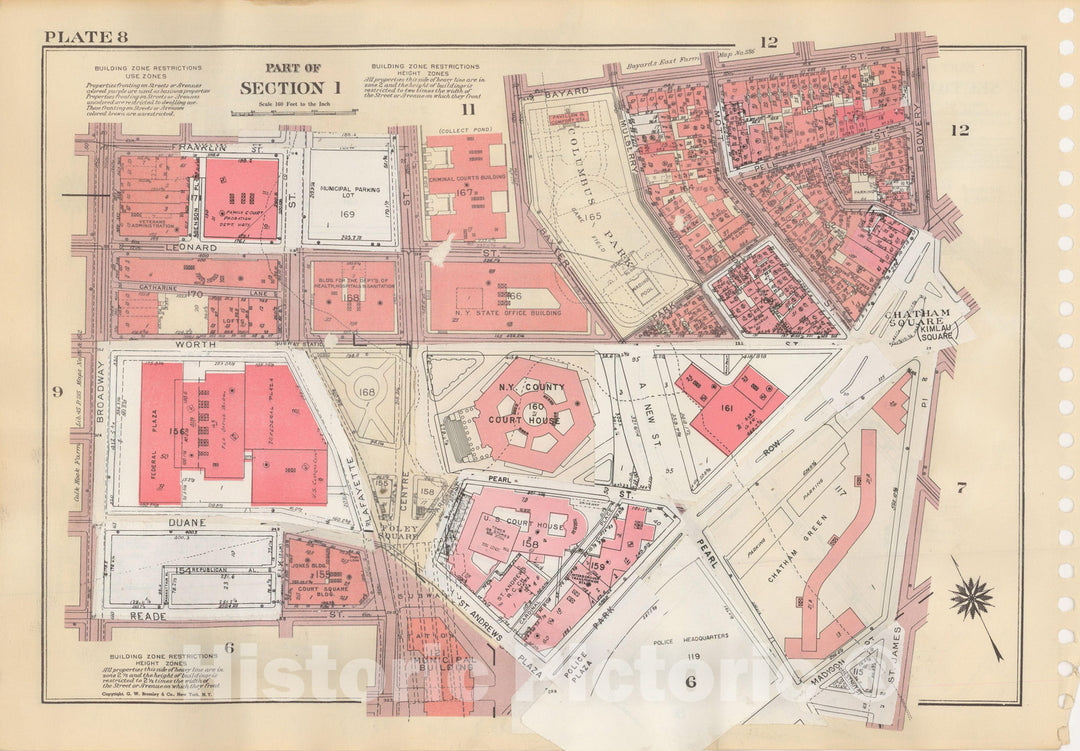 Historic Map : Manhattan Land Book 1955 - Updated Through Nov 7th, New York City 1975 Plate 008 , Vintage Wall Art