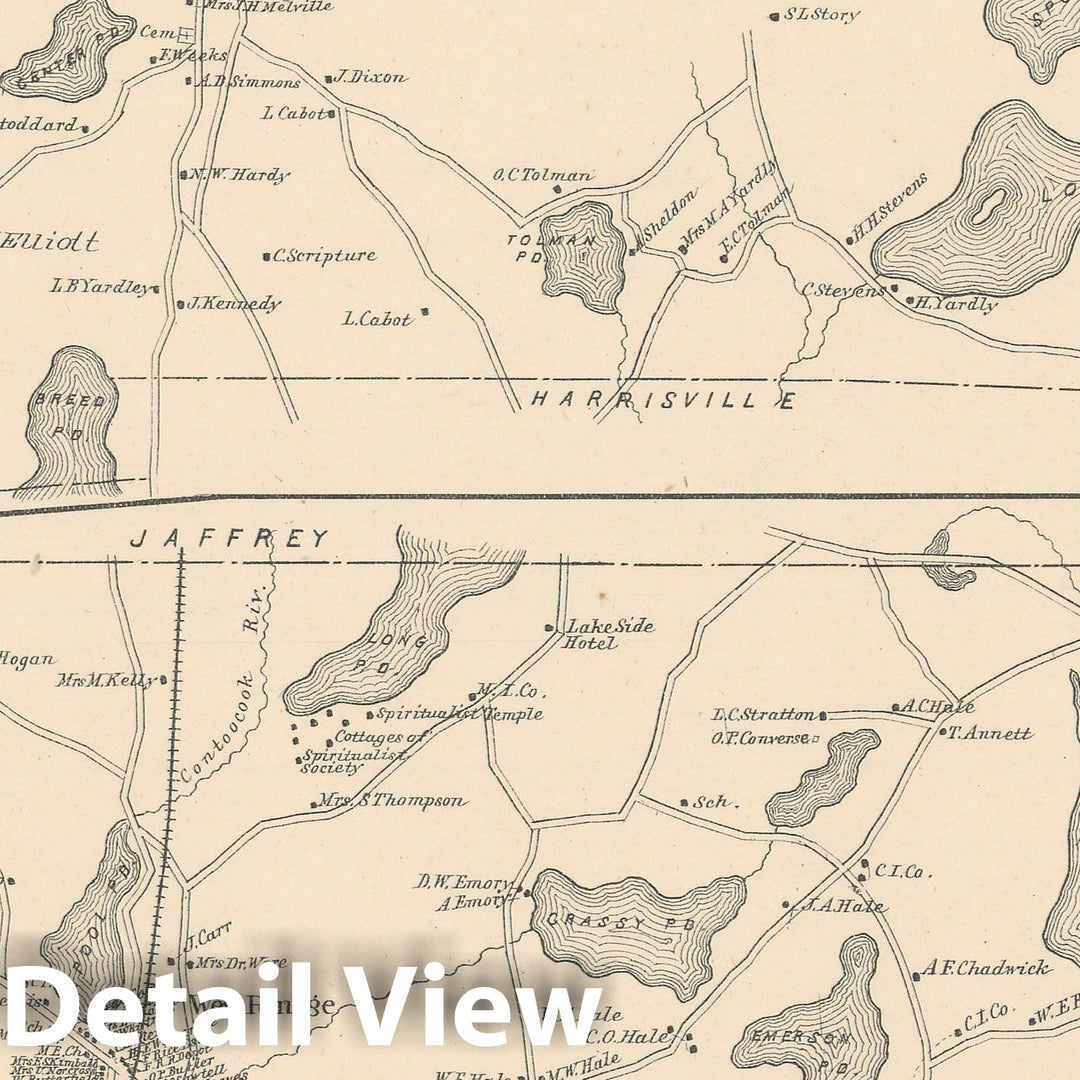 Historic Map : Nelson & Rindge 1892 , Town and City Atlas State of New Hampshire , Vintage Wall Art