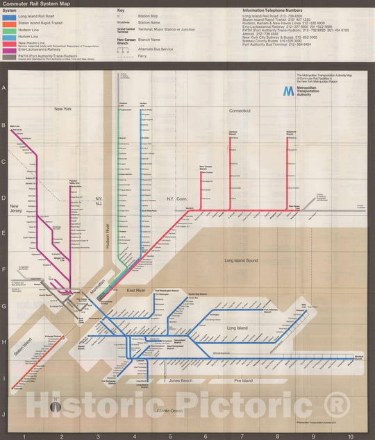 Historic Map : New York City Transit Maps, NYC Commuter Rail 1974 Railroad Catography , Vintage Wall Art