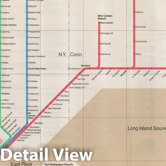 Historic Map : New York City Transit Maps, NYC Commuter Rail 1974 Railroad Catography , Vintage Wall Art