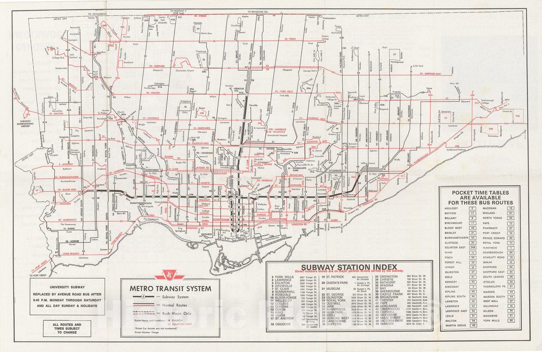 Historic Map : Toronto Transit Map 1973 Railroad Catography , Vintage Wall Art