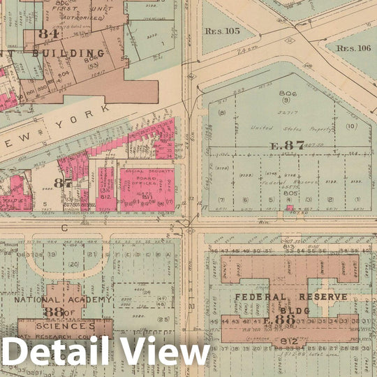 Historic Map : Atlas of Washington D.C. Volume 1 (Inner NW), Washington 1939 Plate 010 , Vintage Wall Art