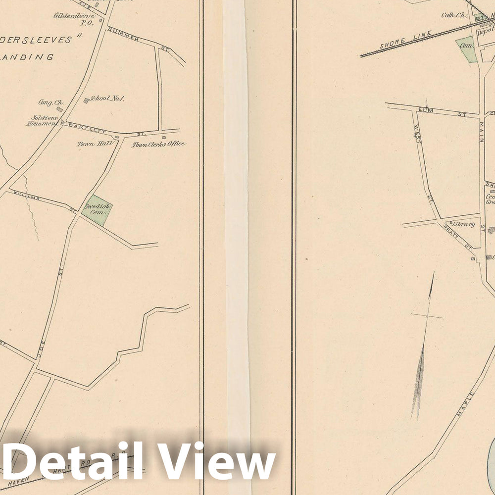 Historic Map : Old Saybrook & Portland 1893 , Town and City Atlas State of Connecticut , Vintage Wall Art