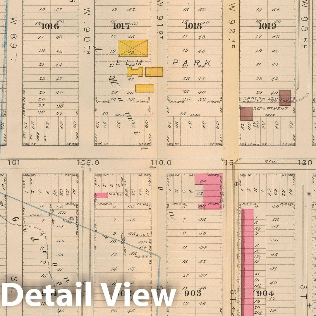 Historic Map : Atlas City of New York, Vol 2 ... 12th Ward, 2nd Ed., Manhattan 1884 Plate 013 , Vintage Wall Art