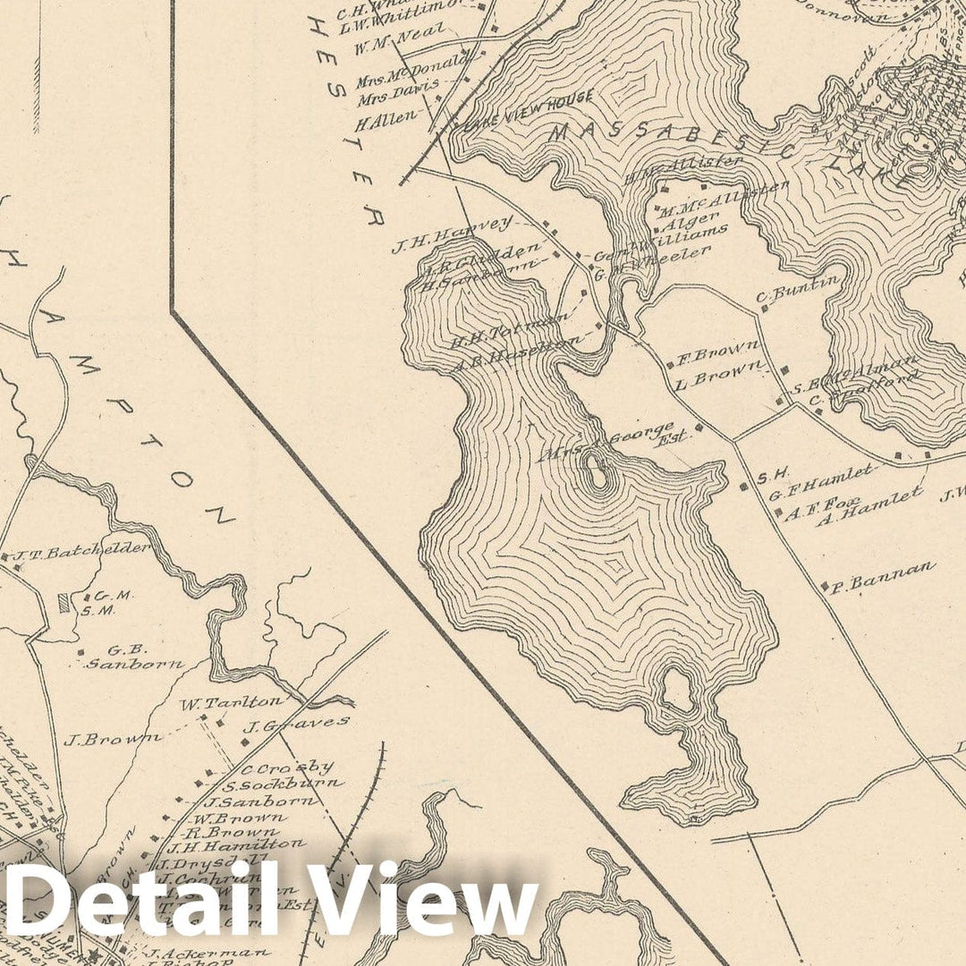 Historic Map : Auburn & Hampton Falls 1892 , Town and City Atlas State of New Hampshire , Vintage Wall Art