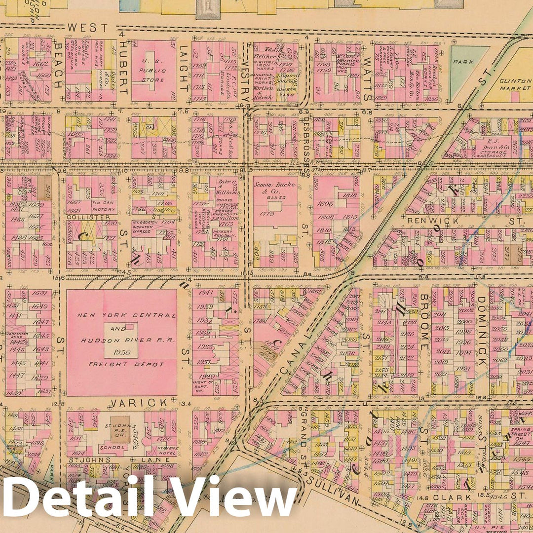 Historic Map : Manhattan & New York City 1885 Plate 003 , Robinson's Atlas City of New York , Vintage Wall Art