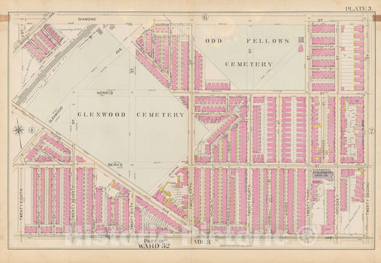 Historic Map : City of Philadelphia, 28th 32nd & 37th Wards, Vol. 6, Second Ed., Philadelphia 1894 Plate 003 , Vintage Wall Art