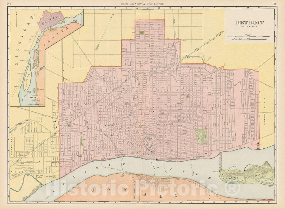 Historic Map : Detroit 1903 , Rand McNally Business Atlas , Vintage Wall Art