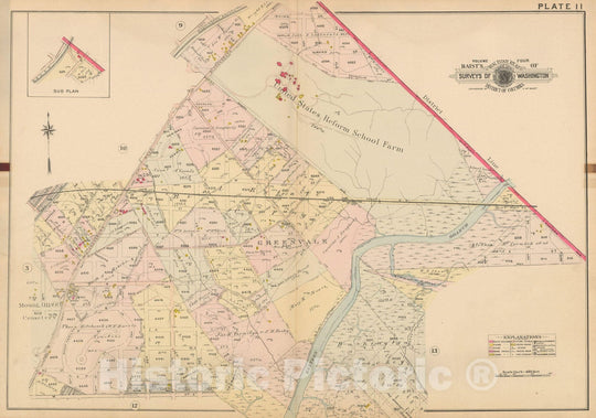 Historic Map : Atlas of Washington D.C. Volume 4 (NE, SE), Washington 1907 Plate 011 , Vintage Wall Art