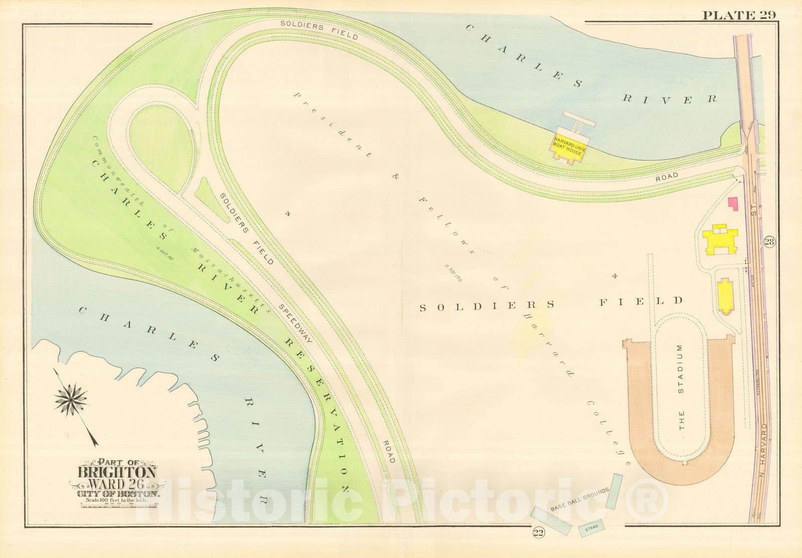 Historic Map : Atlas City of Boston, Wards 25 & 26 Brighton, Allston & Brighton 1916 Plate 029 , Vintage Wall Art