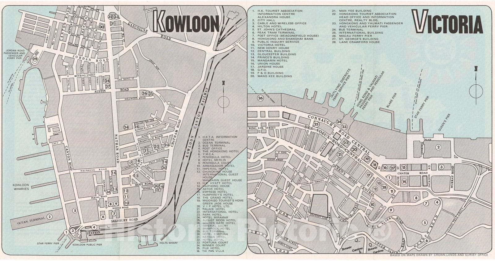 Historic Map : Hong Kong 1970 , Vintage Wall Art