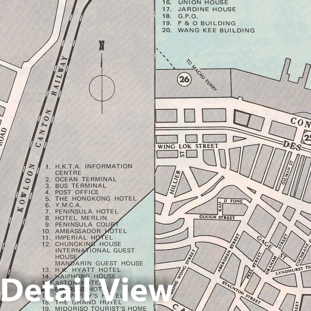 Historic Map : Hong Kong 1970 , Vintage Wall Art