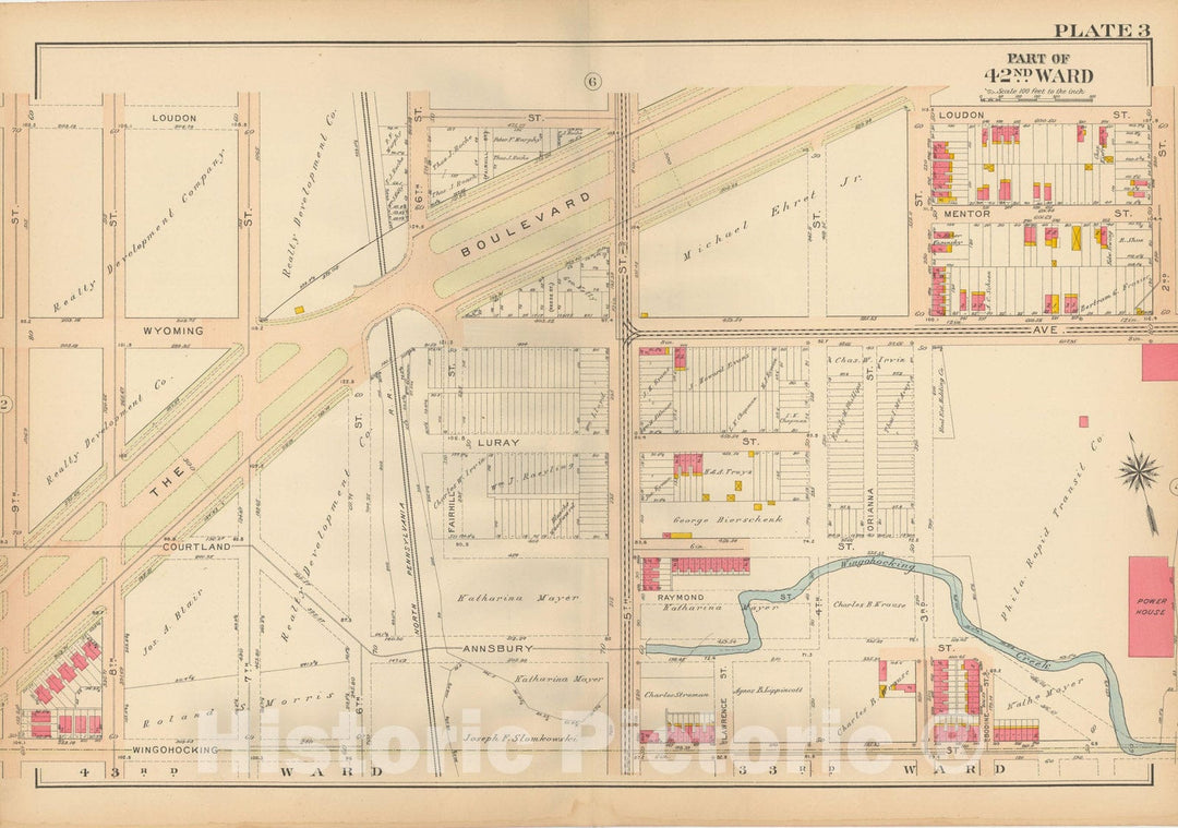 Historic Map : Atlas City of Philadelphia, 42nd Ward, Philadelphia 1913 Plate 003 , Vintage Wall Art