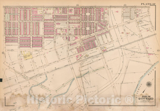 Historic Map : Atlas City of Philadelphia Wards 24,27,34,40,44&46 West Philadelphia, West Philadelphia 1927 Plate 037 , Vintage Wall Art