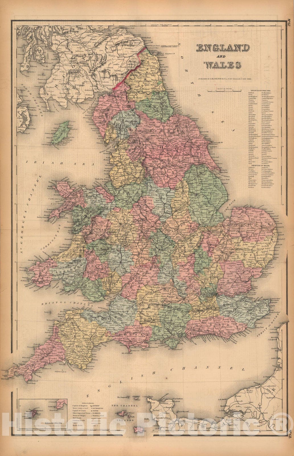 Historic Map : General Atlas (Of The World), England & Wales 1857 , Vintage Wall Art