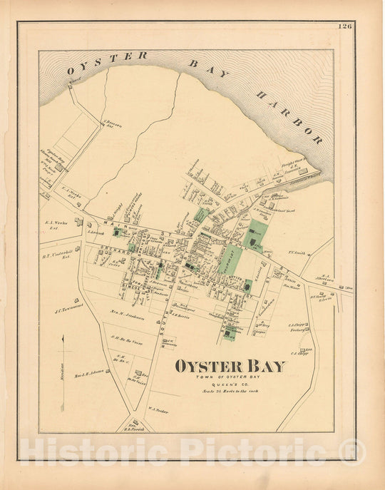 Historic Map : Atlas of Long Island, New York, Oyster Bay 1873 , Vintage Wall Art