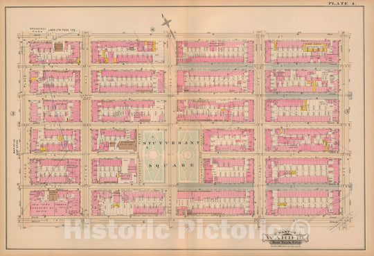 Historic Map : Atlas City of New York, Vol. 3; 16, Manhattan 1883 Plate 004 , Vintage Wall Art