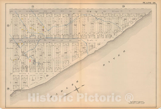 Historic Map : Atlas City of New York, Vol 2 ... 12th Ward, 2nd Ed., Manhattan 1884 Plate 028 , Vintage Wall Art