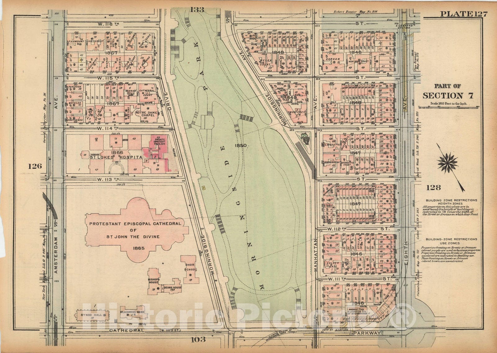 Historic Map : Land Book of the Borough of Manhattan, City of NY, Manhattan 1925 Plate 127 , Vintage Wall Art