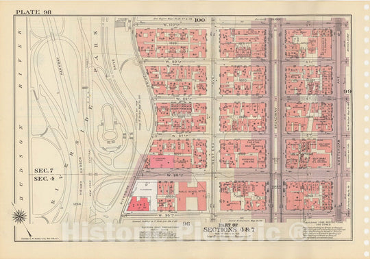 Historic Map : Manhattan Land Book 1955 - Updated Through Nov 7th, New York City 1975 Plate 098 , Vintage Wall Art