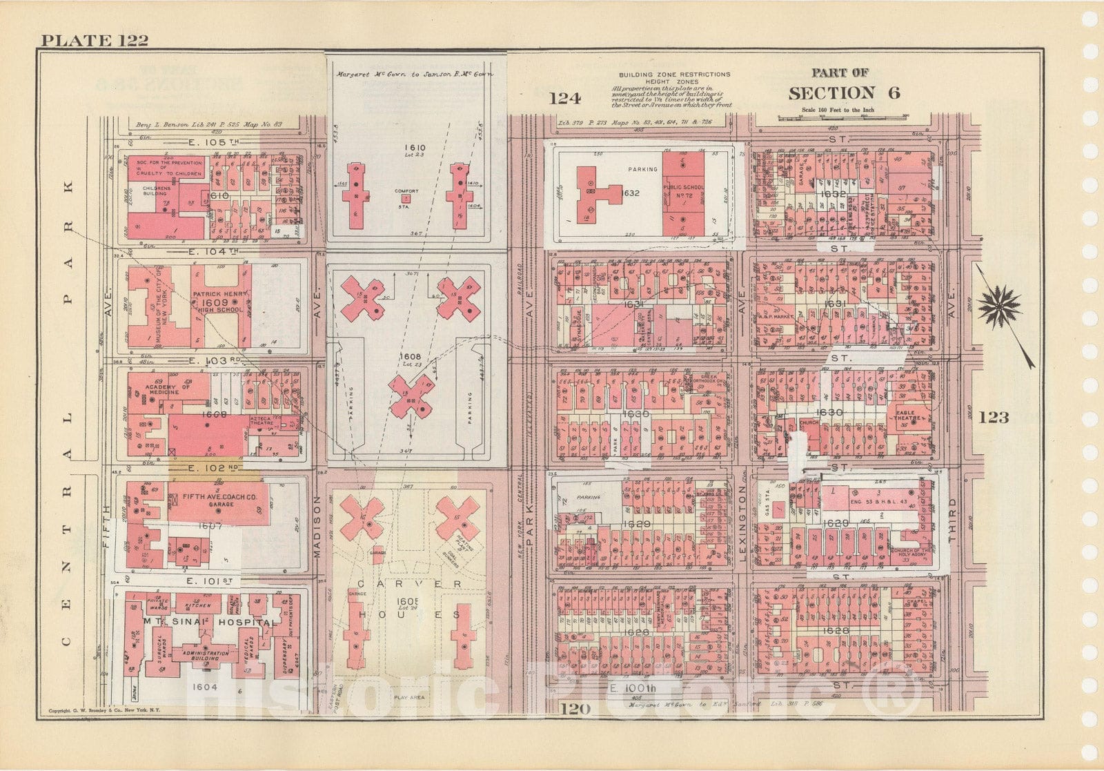 Historic Map : Manhattan Land Book 1955 - Updated Through Nov 7th, New York City 1975 Plate 122 , Vintage Wall Art