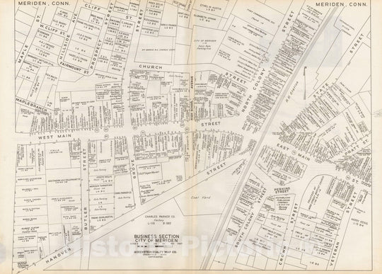 Historic Map : New England States Ed., Meriden 1946 , Nirenstein's National Preferred Real Estate Locations of Business Properties , Vintage Wall Art