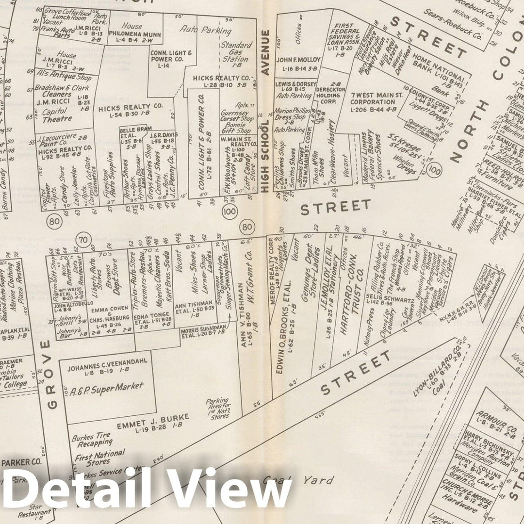 Historic Map : New England States Ed., Meriden 1946 , Nirenstein's National Preferred Real Estate Locations of Business Properties , Vintage Wall Art