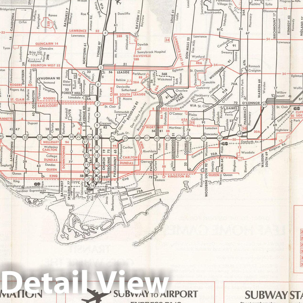 Historic Map : Downtown Toronto Transit Map 1974 Railroad Catography , Vintage Wall Art