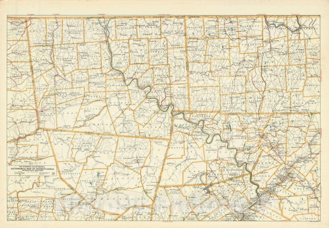 Historic Map : Pennsylvania: Scranton Section 1910 , Northeast U.S. State & City Maps , Vintage Wall Art