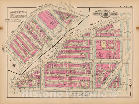 Historic Map : Atlas of Washington D.C. Volume 1 (Inner NW), Washington 1939 Plate 011 , Vintage Wall Art