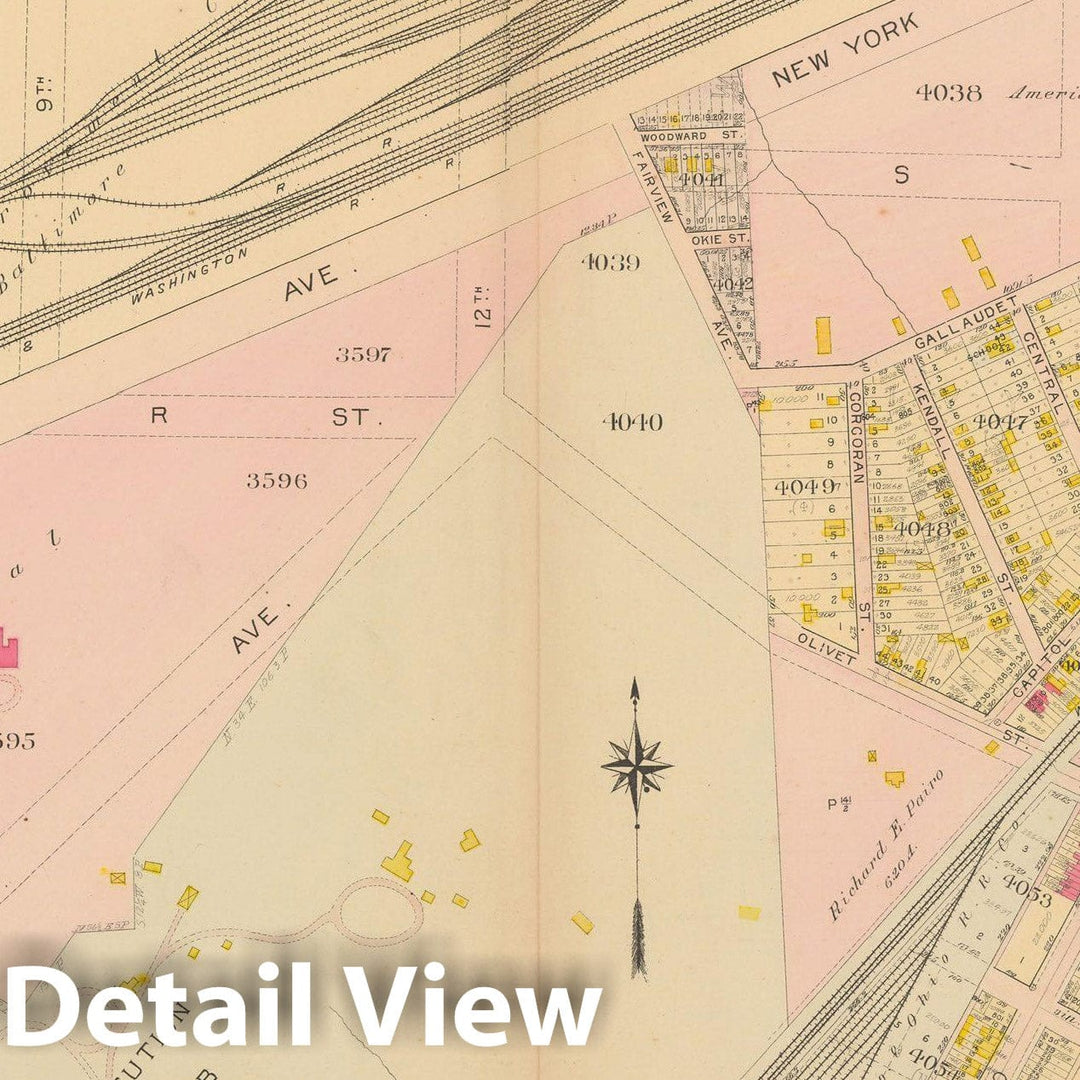 Historic Map : Atlas of Washington D.C. Volume 4 (NE, SE), Washington 1907 Plate 003 , Vintage Wall Art