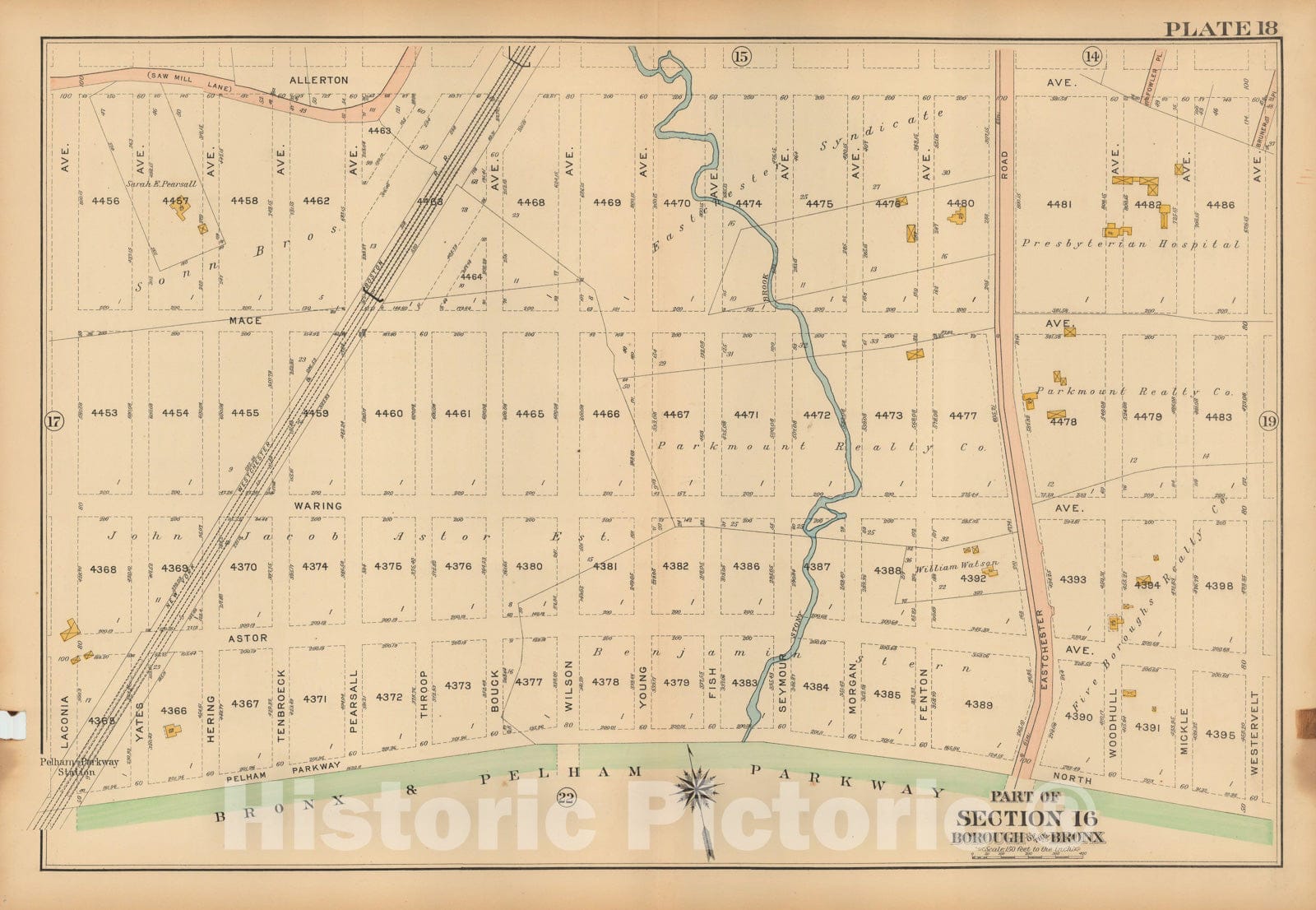 Historic Map : Atlas City of NY, Borough of The Bronx, Annexed District, The Bronx 1913 Plate 018 , Vintage Wall Art