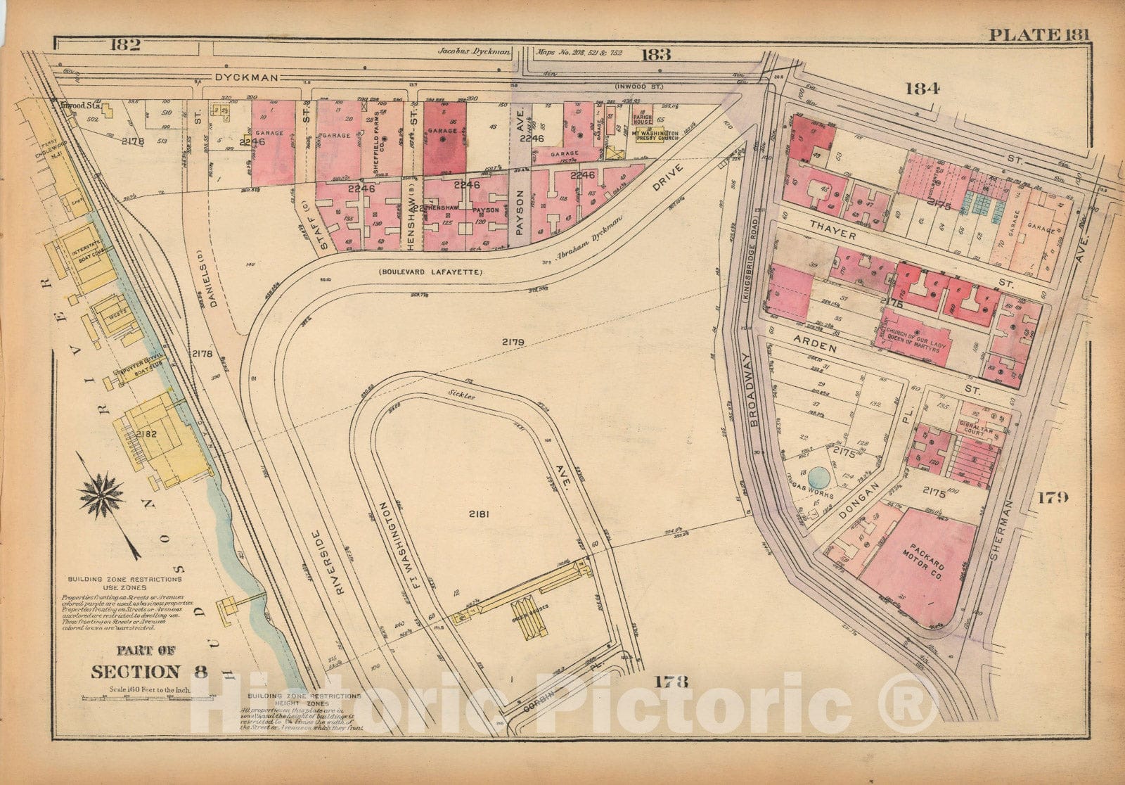 Historic Map : Land Book of the Borough of Manhattan, City of NY, Manhattan 1925 Plate 181 , Vintage Wall Art