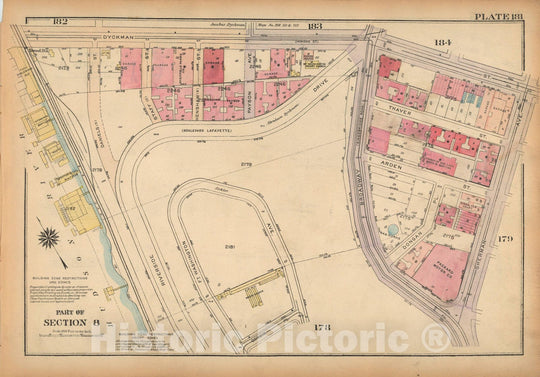 Historic Map : Land Book of the Borough of Manhattan, City of NY, Manhattan 1925 Plate 181 , Vintage Wall Art