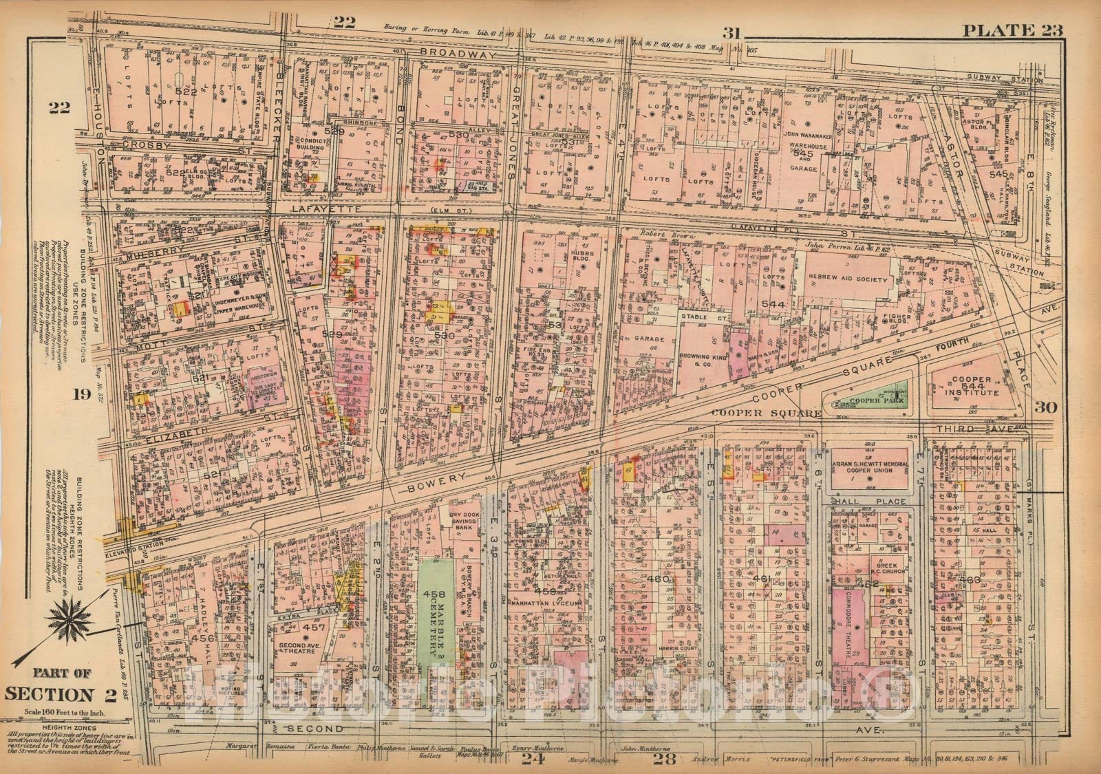 Historic Map : Land Book of the Borough of Manhattan, City of NY, Manhattan 1925 Plate 023 , Vintage Wall Art