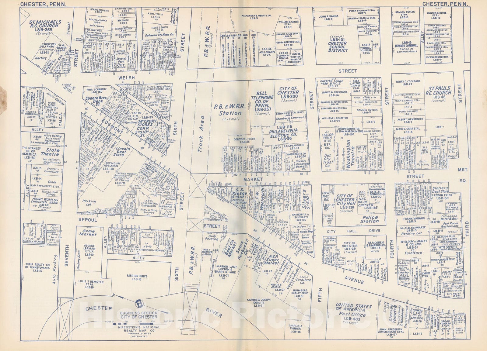 Historic Map : States of PA, VA & WV, FIX ME chester 1950 , Nirenstein's Real Estate Atlas , Vintage Wall Art