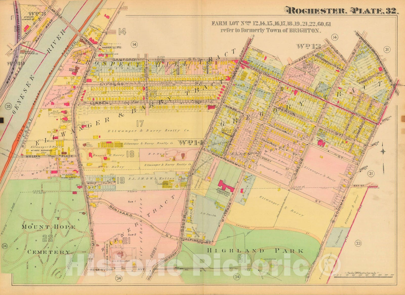 Historic Map : Atlas City of Rochester New York, Rochester 1910 Plate 032 , Vintage Wall Art