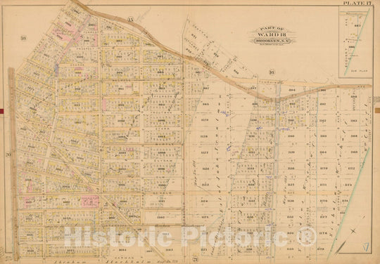 Historic Map : Robinson's Atlas City of Brooklyn, NY, Brooklyn 1886 Plate 017 , Vintage Wall Art