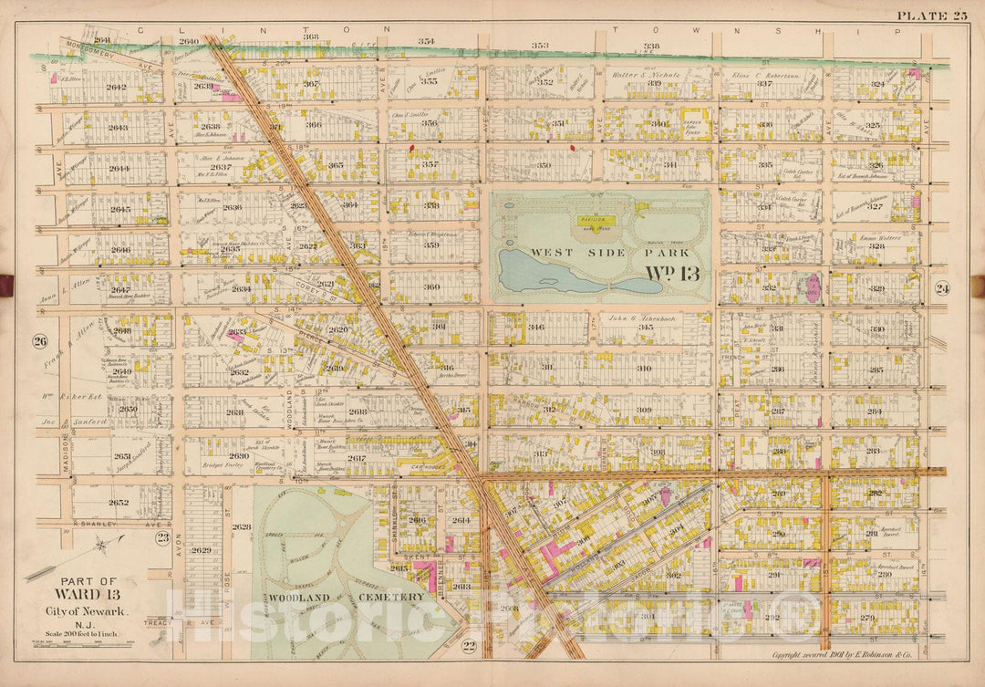 Historic Map : Atlas City of Newark, Newark 1901 Plate 025 , Vintage Wall Art