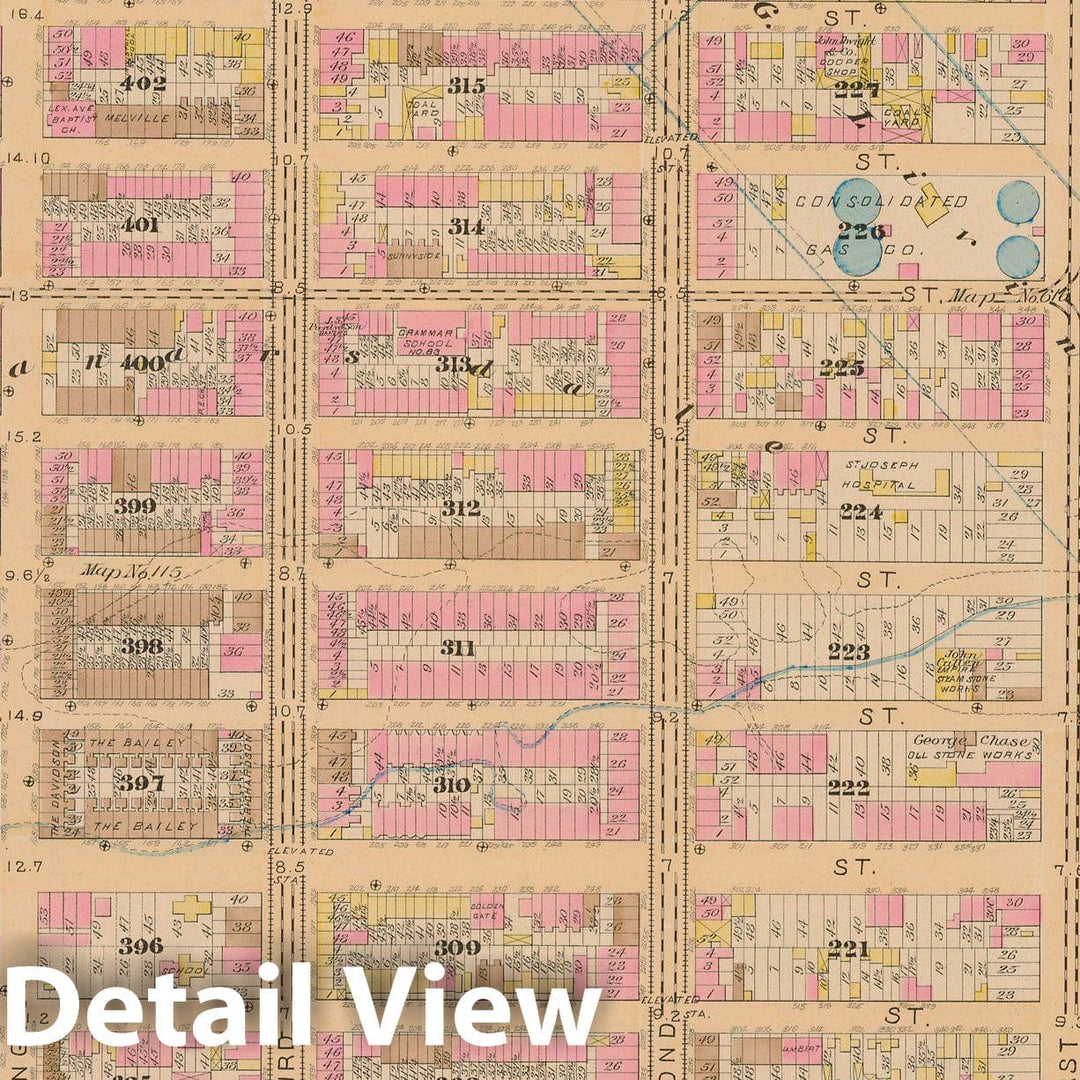 Historic Map : Manhattan & New York City 1885 Plate 022 , Robinson's Atlas City of New York , Vintage Wall Art