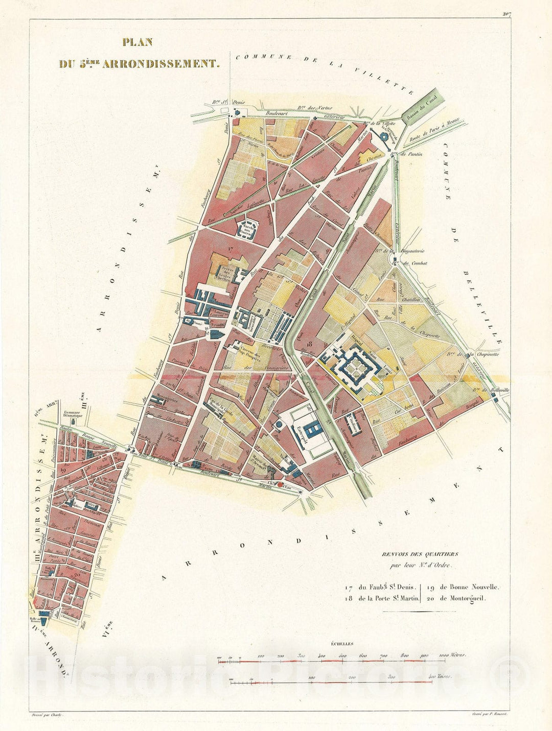 Historic Map : Europe, Paris 1845 5th Arrondissement , Vintage Wall Art